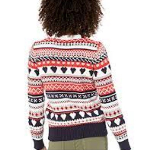 J.Crew Mercantile Women's Fair Isle Crewneck Sweater heart pattern Size Large - Picture 2 of 5